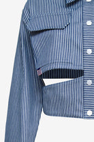 Denim Stripe Jacket With Cutout Detail - Audrey Vallens